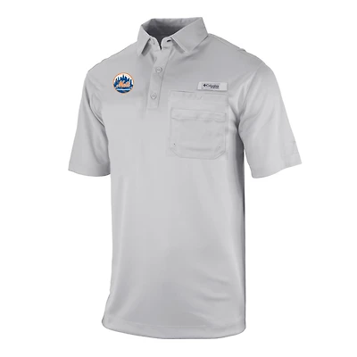 Men's Columbia Gray New York Mets Flycaster Pocket Polo