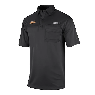 Men's Columbia Black New York Mets Flycaster Pocket Polo