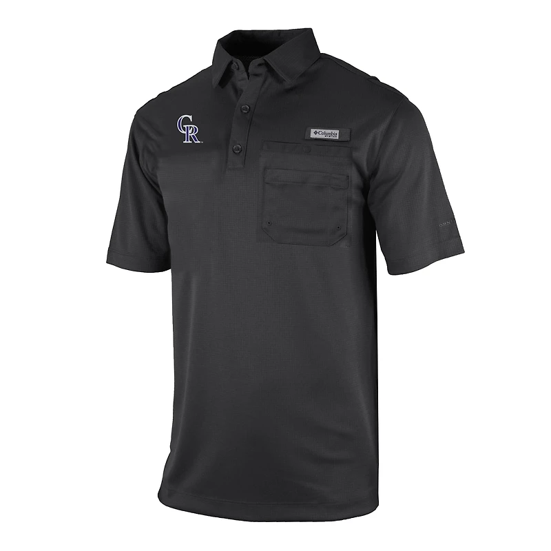 Men's Columbia Black Colorado Rockies Flycaster Pocket Polo