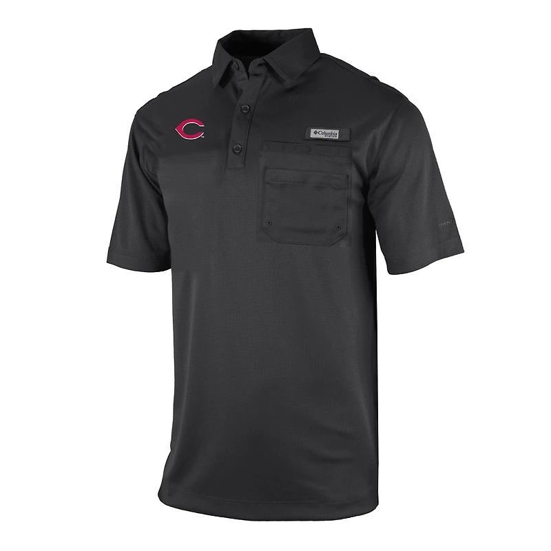 Men's Columbia Black Cincinnati Reds Flycaster Pocket Polo