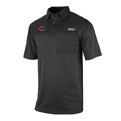 Men's Columbia Black Cincinnati Reds Flycaster Pocket Polo