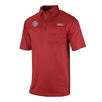 Men's Columbia Red Chicago Cubs Flycaster Pocket Polo