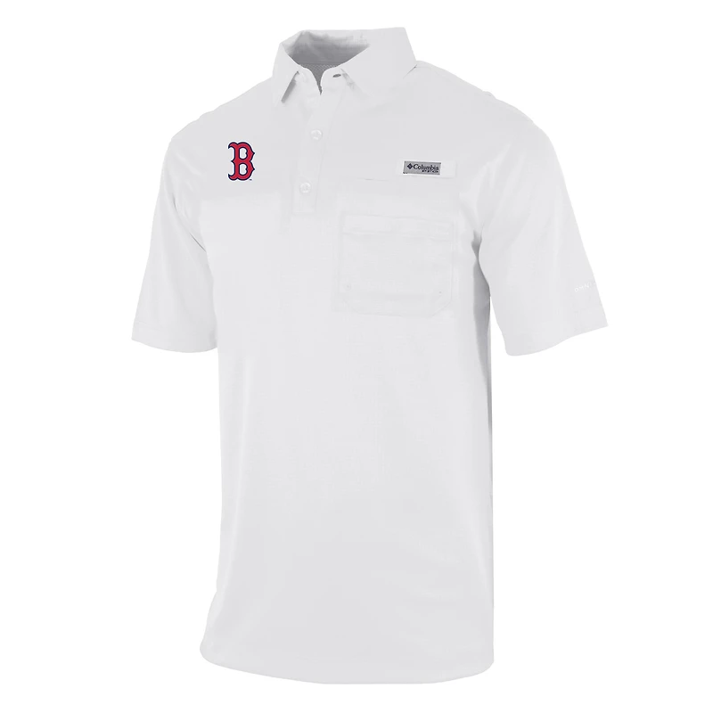 Men's Columbia White Boston Red Sox Flycaster Pocket Polo