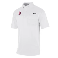 Men's Columbia White Boston Red Sox Flycaster Pocket Polo