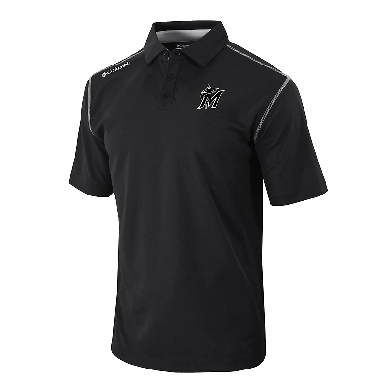 Men's Columbia Miami Marlins Omni-Wick Shotgun Polo