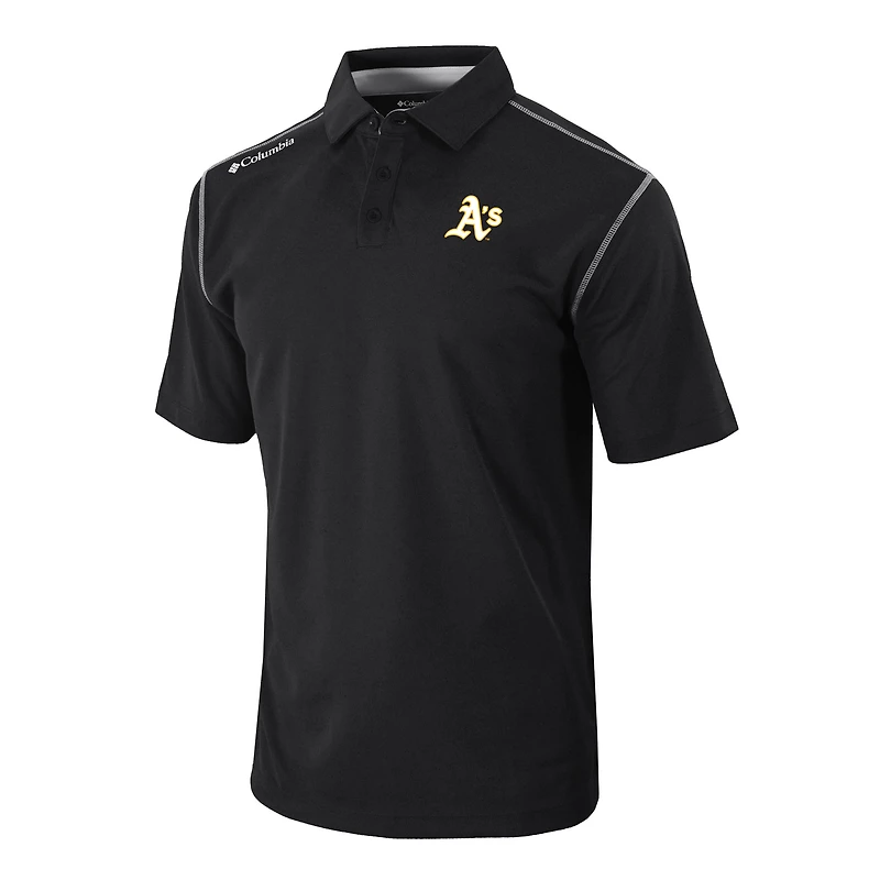 Men's Columbia Black Athletics Omni-Wick Shotgun Polo