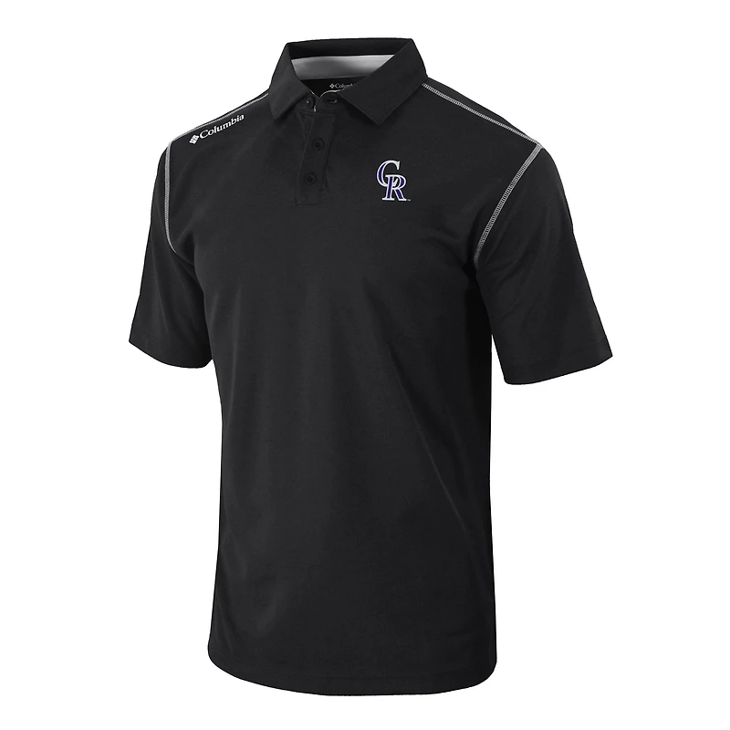 Men's Columbia Black Colorado Rockies Omni-Wick Shotgun Polo