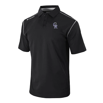 Men's Columbia Black Colorado Rockies Omni-Wick Shotgun Polo