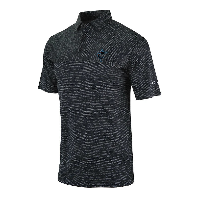 Men's Columbia Black Miami Marlins Heading Out Polo