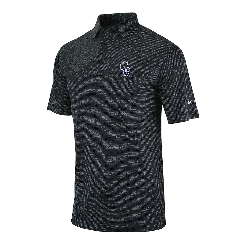 Men's Columbia Black Colorado Rockies Heading Out Polo
