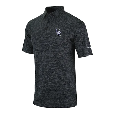 Men's Columbia Black Colorado Rockies Heading Out Polo
