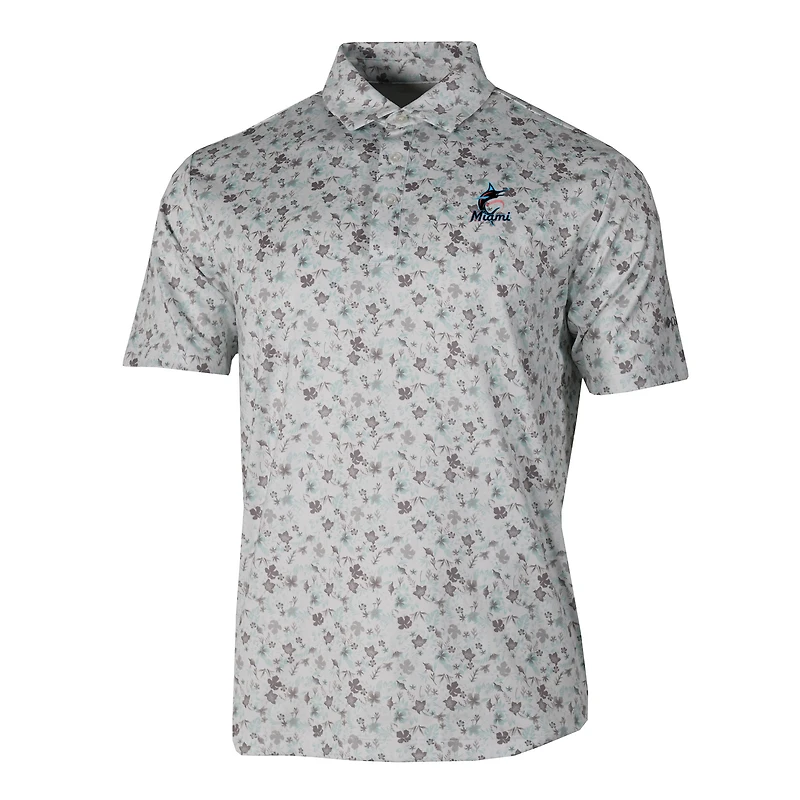 Men's Columbia Gray Miami Marlins Countryside Green Polo