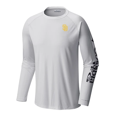 Men's Columbia White San Diego Padres Terminal Tackle Long Sleeve Shirt