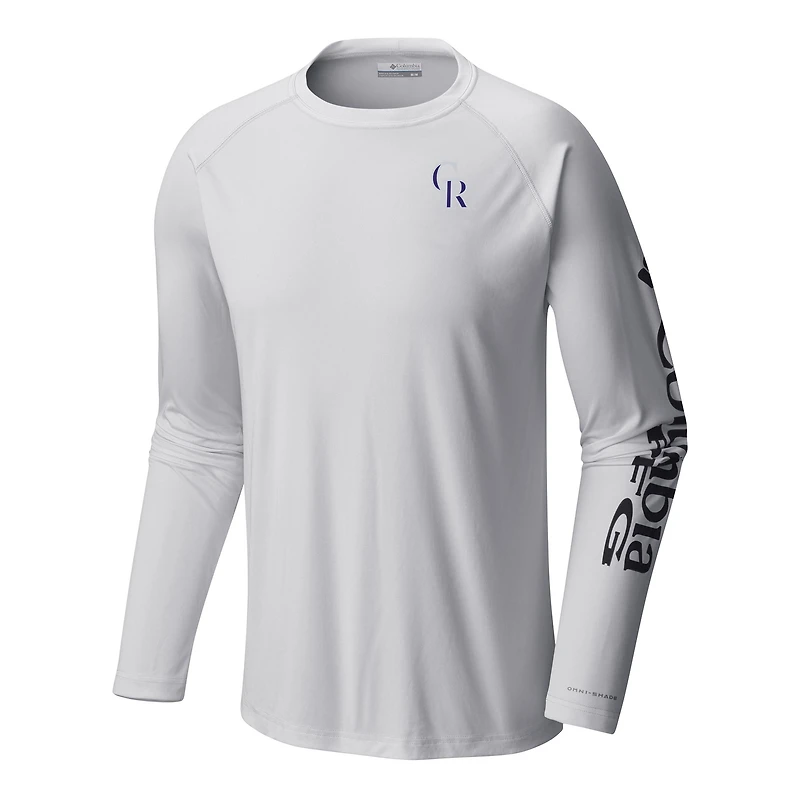 Men's Columbia White Colorado Rockies Terminal Tackle Long Sleeve Shirt