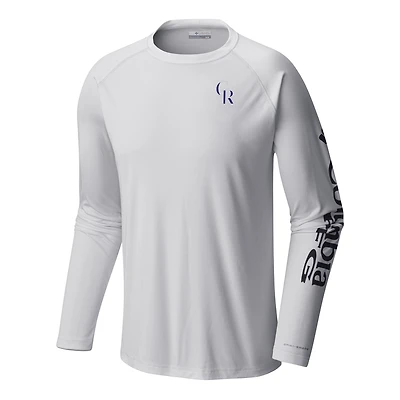 Men's Columbia White Colorado Rockies Terminal Tackle Long Sleeve Shirt
