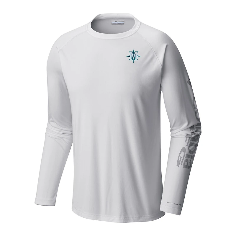 Men's Columbia White Seattle Mariners Terminal Tackle Long Sleeve Shirt