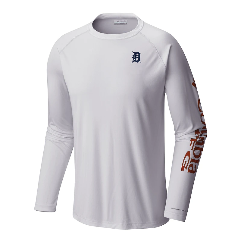 Men's Columbia White Detroit Tigers Terminal Tackle Long Sleeve Shirt