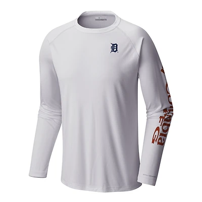 Men's Columbia White Detroit Tigers Terminal Tackle Long Sleeve Shirt