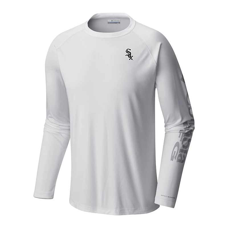 Men's Columbia White Chicago Sox Terminal Tackle Long Sleeve Shirt