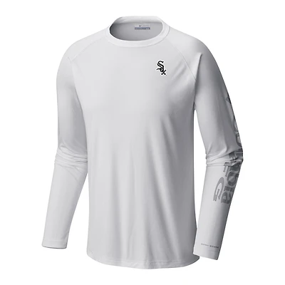 Men's Columbia White Chicago Sox Terminal Tackle Long Sleeve Shirt