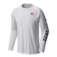 Men's Columbia White Cincinnati Reds Terminal Tackle Long Sleeve Shirt