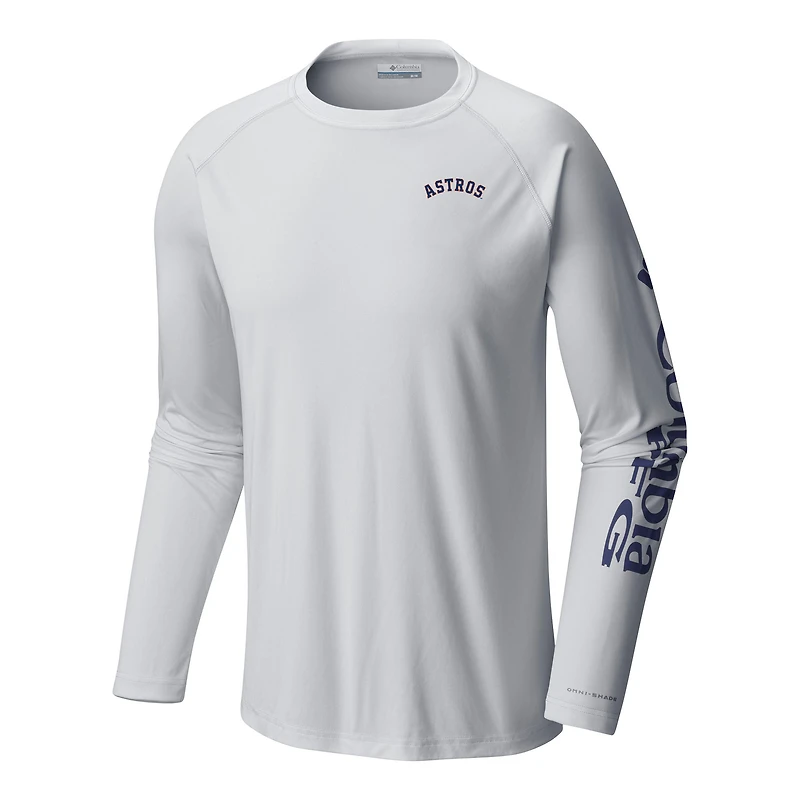 Men's Columbia White Houston Astros Terminal Tackle Long Sleeve Shirt