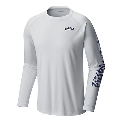 Men's Columbia White Houston Astros Terminal Tackle Long Sleeve Shirt