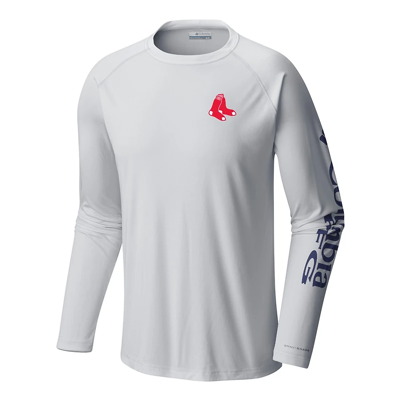 Men's Columbia White Boston Red Sox Terminal Tackle Long Sleeve Shirt