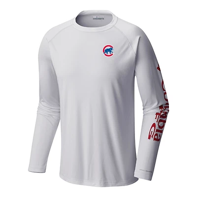 Men's Columbia White Chicago Cubs Terminal Tackle Long Sleeve Shirt