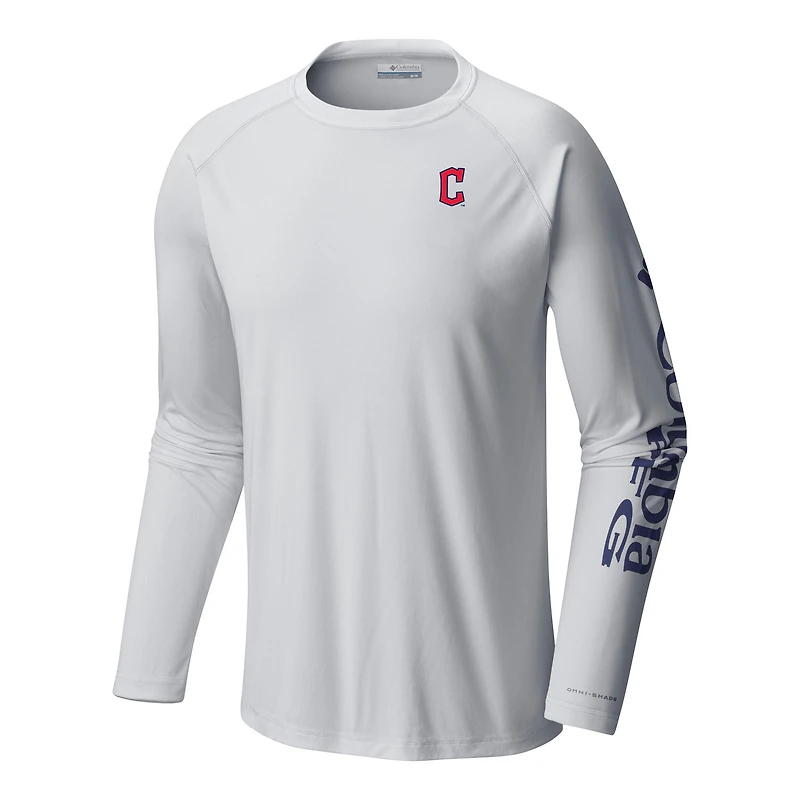 Men's Columbia White Cleveland Guardians Terminal Tackle Long Sleeve Shirt