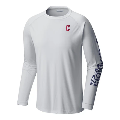 Men's Columbia White Cleveland Guardians Terminal Tackle Long Sleeve Shirt