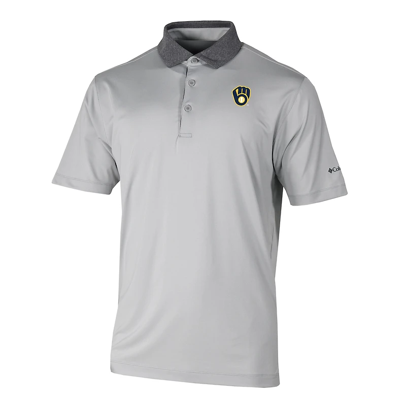 Men's Columbia Gray Milwaukee Brewers Settle Polo