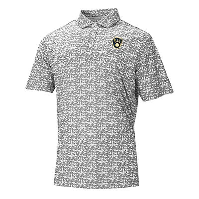 Men's Columbia Gray Milwaukee Brewers Catchy Swing Polo