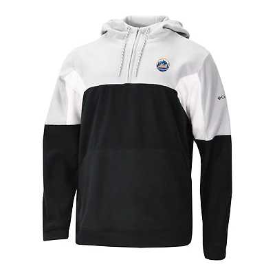 Men's Columbia Black New York Mets Lodge Fleece Quarter-Zip Hoodie