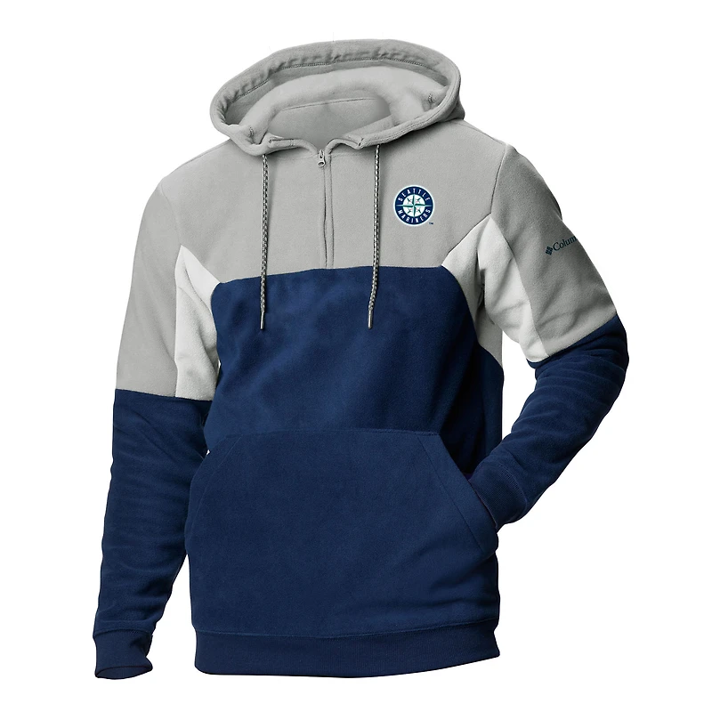 Men's Columbia Navy Seattle Mariners Lodge Fleece Quarter-Zip Hoodie