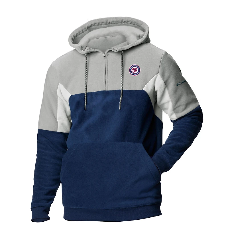 Men's Columbia Navy Washington Nationals Lodge Fleece Quarter-Zip Hoodie