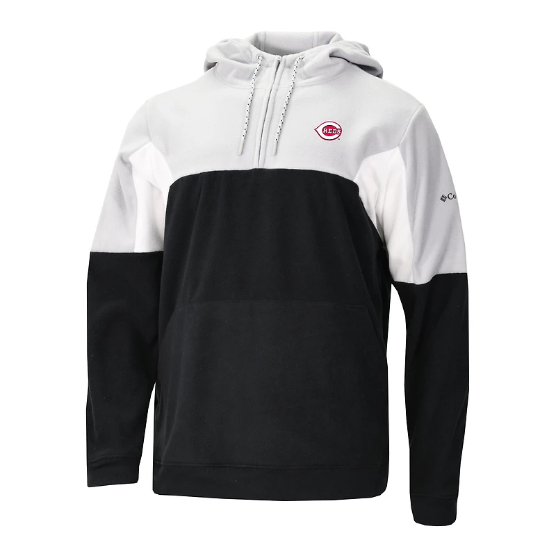 Men's Columbia Black Cincinnati Reds Lodge Fleece Quarter-Zip Hoodie