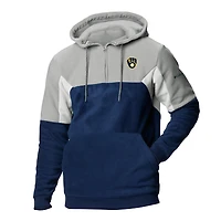 Men's Columbia Navy Milwaukee Brewers Lodge Fleece Quarter-Zip Hoodie