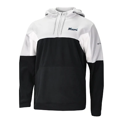 Men's Columbia Black Miami Marlins Lodge Fleece Quarter-Zip Hoodie