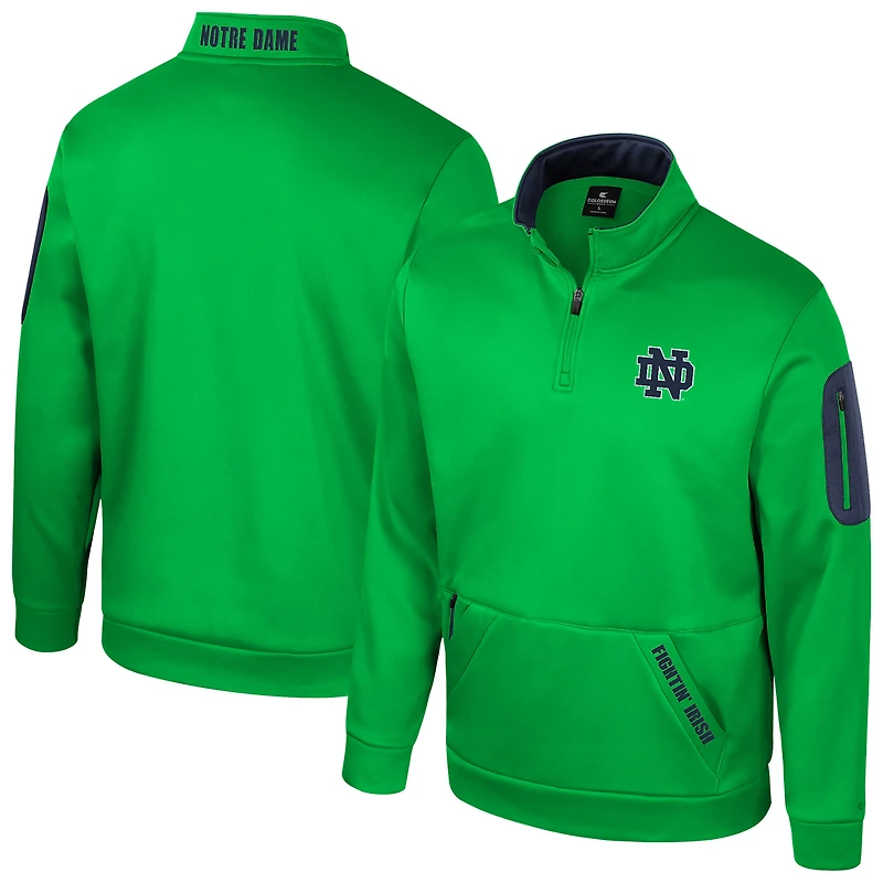 Men's Colosseum Kelly Green Notre Dame Fighting Irish Mainframe Quarter-Zip Fleece Jacket