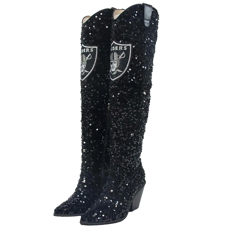 Women's Cuce Las Vegas Raiders Over-the-Knee Sequin Boots