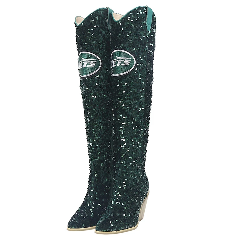 Women's Cuce New York Jets Over-the-Knee Sequin Boots