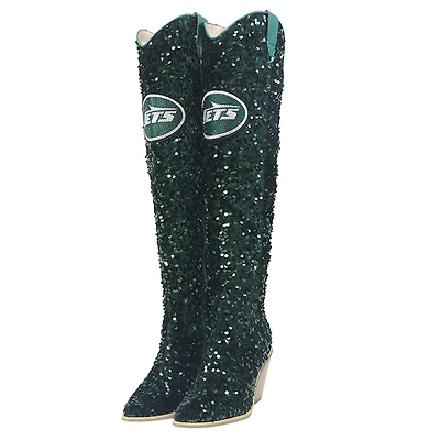 Women's Cuce New York Jets Over-the-Knee Sequin Boots
