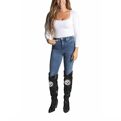 Women's Cuce Pittsburgh Steelers Over-the-Knee Sequin Boots