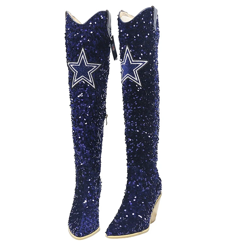 Women's Cuce Dallas Cowboys Over-the-Knee Sequin Boots