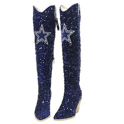 Women's Cuce Dallas Cowboys Over-the-Knee Sequin Boots