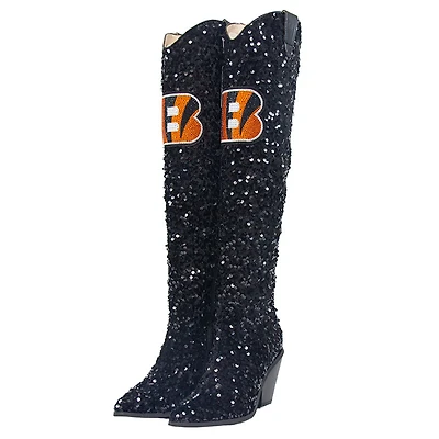 Women's Cuce Cincinnati Bengals Over-the-Knee Sequin Boots