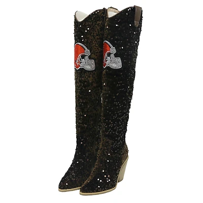 Women's Cuce Cleveland Browns Over-the-Knee Sequin Boots