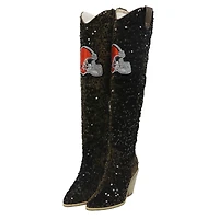 Women's Cuce Cleveland Browns Over-the-Knee Sequin Boots