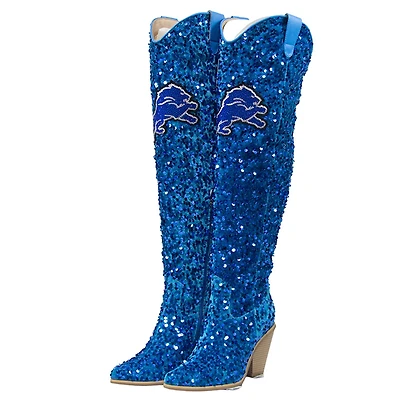 Women's Cuce Detroit Lions Over-the-Knee Sequin Boots